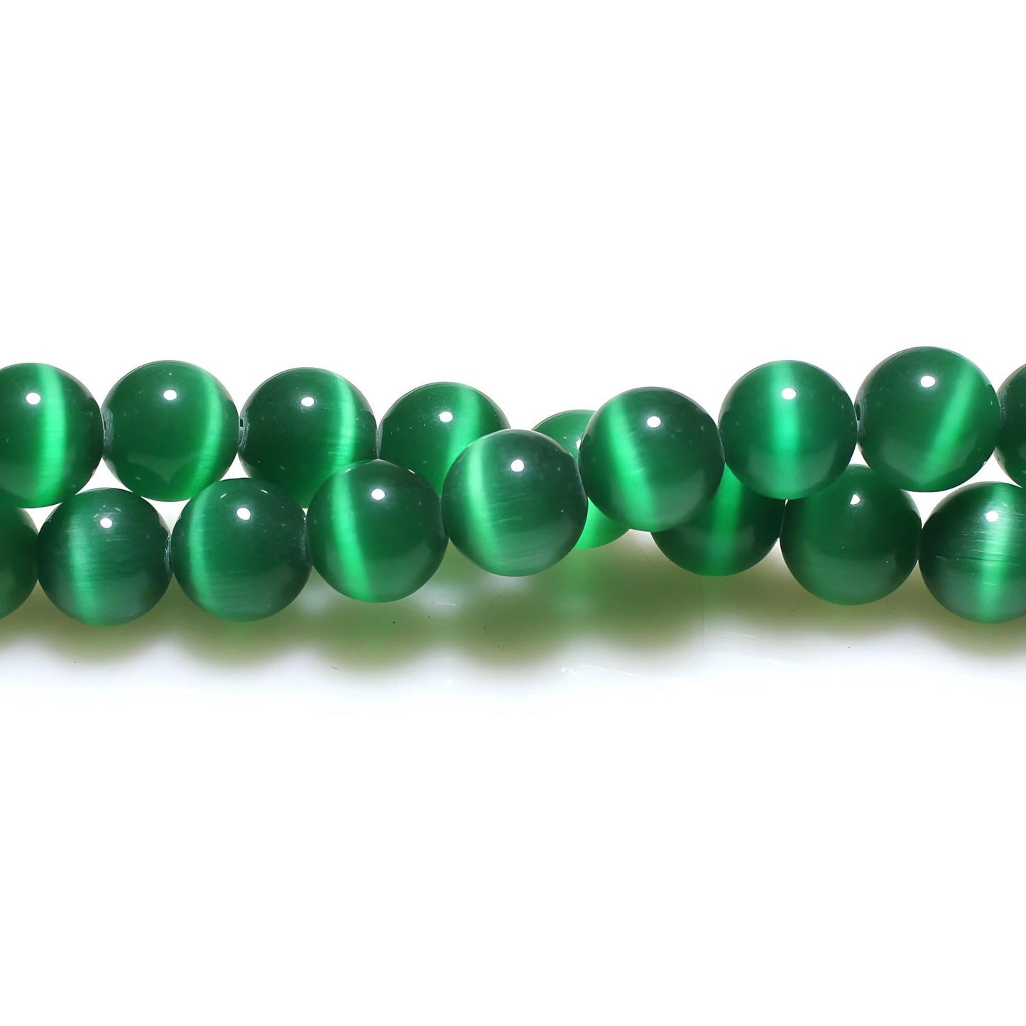 MJDCB 30pcs Peacock Green Cat Eye Stone Beads 12mm Round Crystal Loose Bead for Jewelry Making DIY Bracelets Necklace