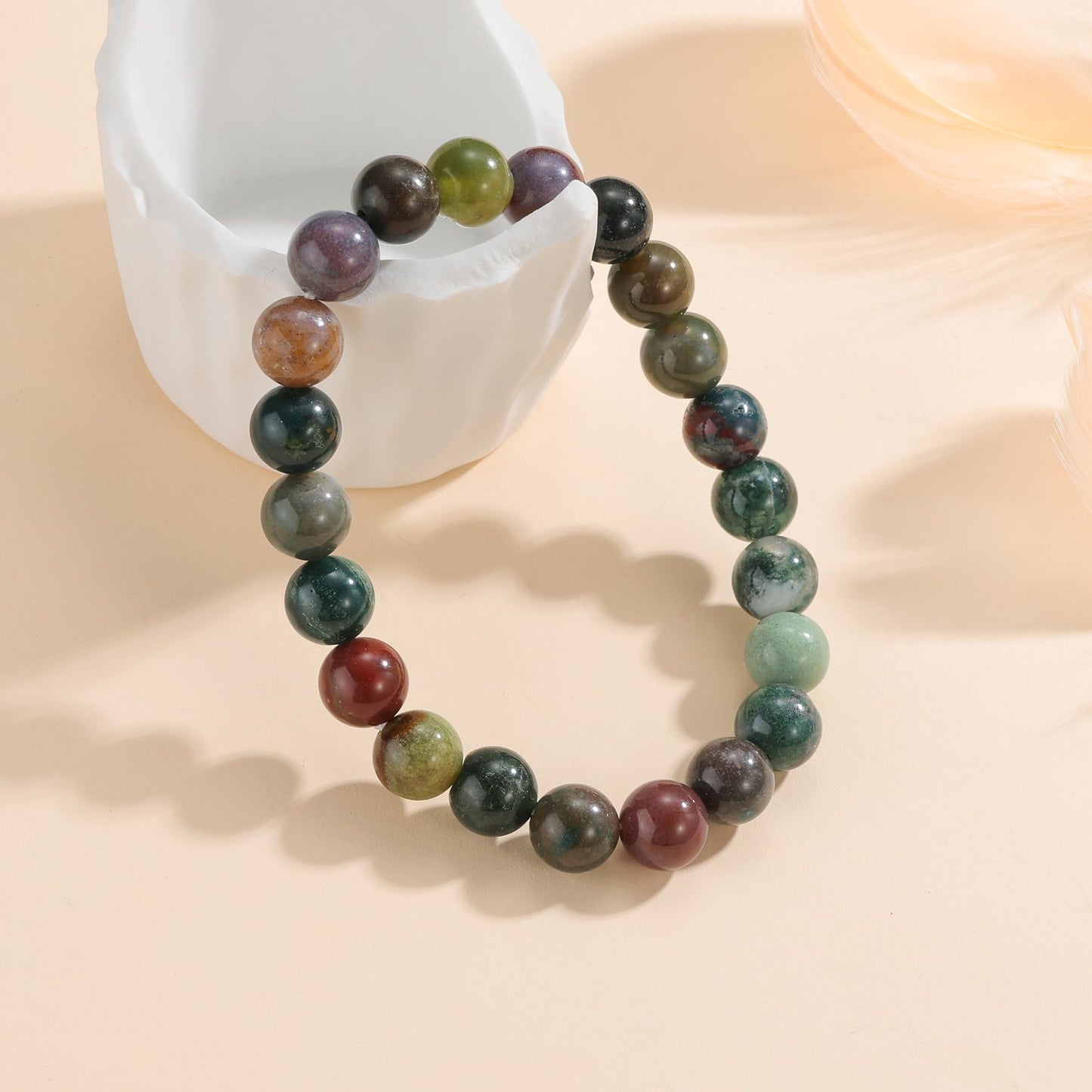 Udolfly Womens Crystal Beaded Bracelets for Women Men Protective Energy Bracelet Natural Gemstone Bead Bracelet 4mm Agate
