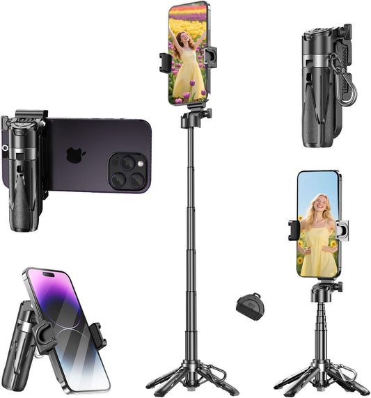 Busdebon 4 1 360 Commuting in Mini Selfie Stick for iPhone, Portable Compact Pocket Selfie Stick Tripod with Bluetooth
