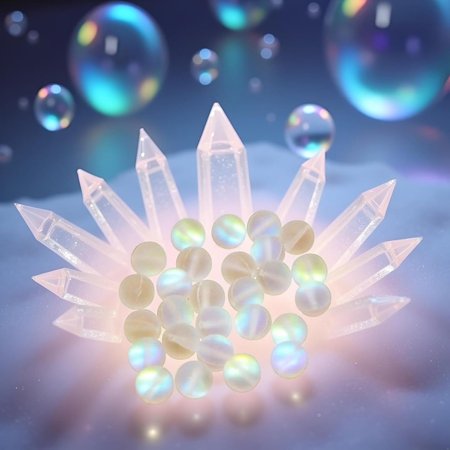 Matte Crystal Glass Beads, 8mm, 100 Pieces, Mermaid Aurora Moonstone Style for Jewelry Making, Crafts