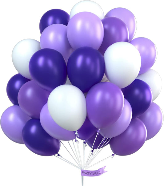 PartyWoo Purple Balloons - 60 Pcs 12 Inch Latex Balloons for Graduation, Baby Shower & Birthday Decor
