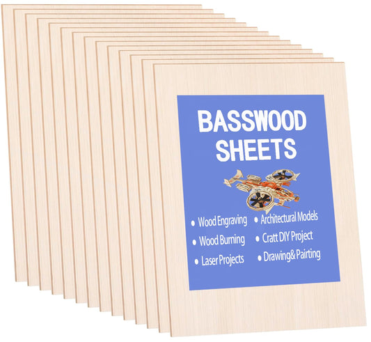 15 Pack Balsa Wood Sheets, 2mm Plywood Sheet, Basswood Sheets 5X7X1/16 Inch,Unfinished Wood Boards Blanks for Laser Cutting, Engraving, Burning, Crafts