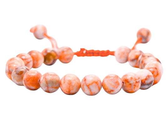 Amazing Gemstone Red Picasso Jasper Bracelet for Women Men's Gifts - Protection Healing Crystal Bracelet - 8mm Gemstone Beaded Adjustable Bracelet Pulseras Para Hombres Mujer Stocking Stuffers