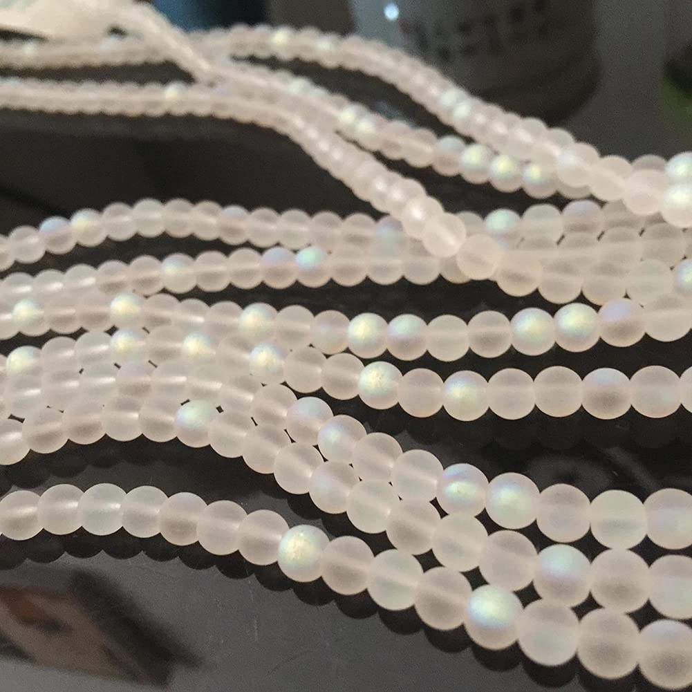 ccHuDE 200 Pcs Matte Crystal Glass Beads Mermaid Aurora Beads with Hole Jewelry Making Crafts DIY 4mm