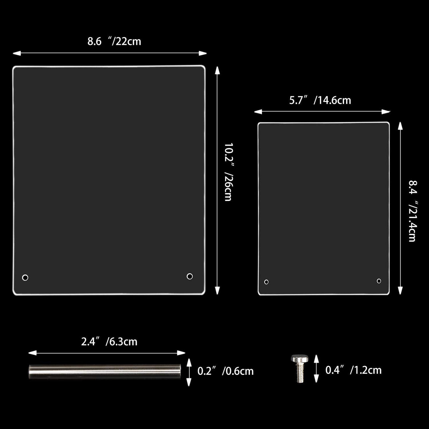 Noverlife 2PCS Transparent Nail Art Display Board, Acrylic False Nail Tips Sample Display, Display Polish Board for Nail Art Design, Professional Salon Nail Color Nail Practice Board - Large & Small