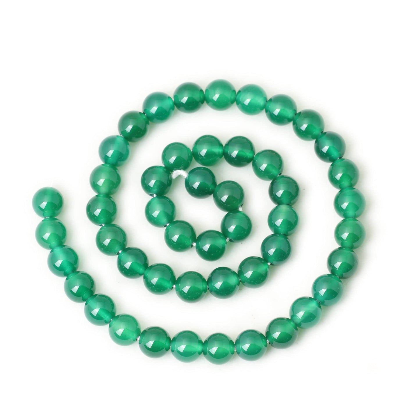 CHEAVIAN 45PCS 8mm Green Agate Gemstone Round Loose Beads for Jewelry Making 1 Strand 15"