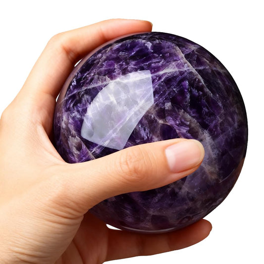 6-7CM/2.36-2.76inch Natural Crystal Ball Amethyst Sphere Hand Polished Decorative Sphere Healing Crystals Ball Healing Stone Crafts Fengshui Home Decoration Collect Gifts(Amethyst, 60-70mm)