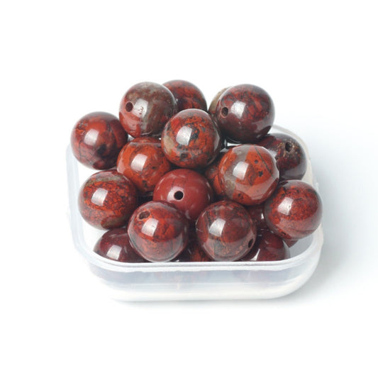 100Pcs Natural Stone 8mm Red Blood Jasper Round Loose Gemstone Energy Healing Beads Hole Size 1mm DIY Smooth Beads for Bracelet Necklace Earrings Jewelry Making