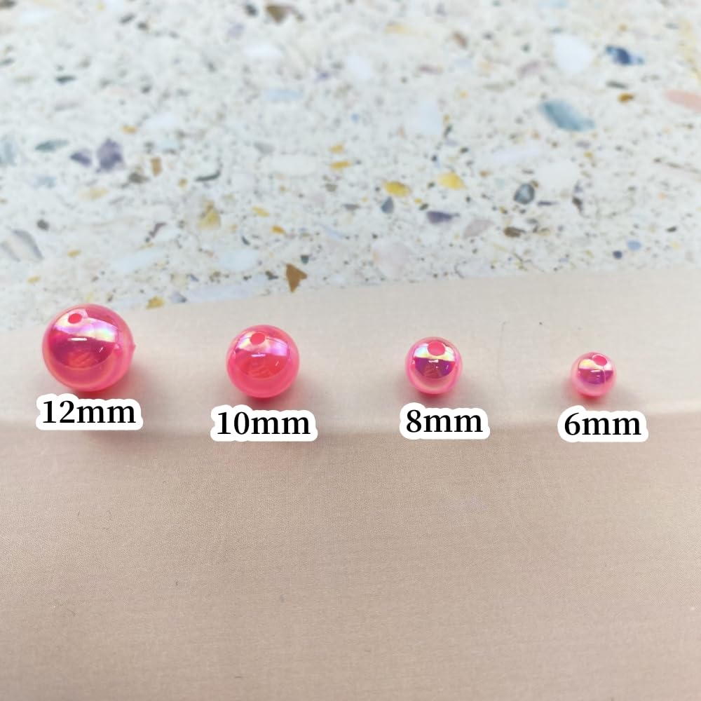 1000pcs Acrylic Round Beads 6mm AB Colors Craft Beads Round Spacer Beads with Holes for Earring Bracelet Necklace Key Chains Jewelry Making(Dark Pink AB)