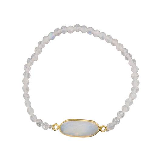 Moonstone Bracelet Birthday Gift for Girls, Toddler Bracelet with Certified 925 Sterling Silver 18K Gold Vermeil Moonstone Crystal Charm