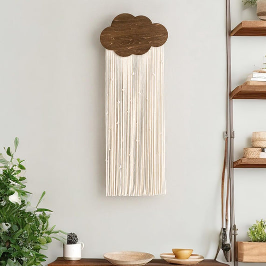 Ansley&HosHo Macrame Wall Hanging, Boho Woven Tapestry, Modern Tassel Wall Decor, Handmade Wall Art Tapestry for Bedroom, Living Room, Home, Bohemian Apartment Decoration Ornament Craft (White Cloud)