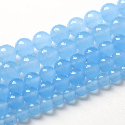 10mm 38pcs Blue Natural Chalcedony Aquamarines Stone Beads for Jewelry Making Round Jades Beads DIY Bracelet Accessories