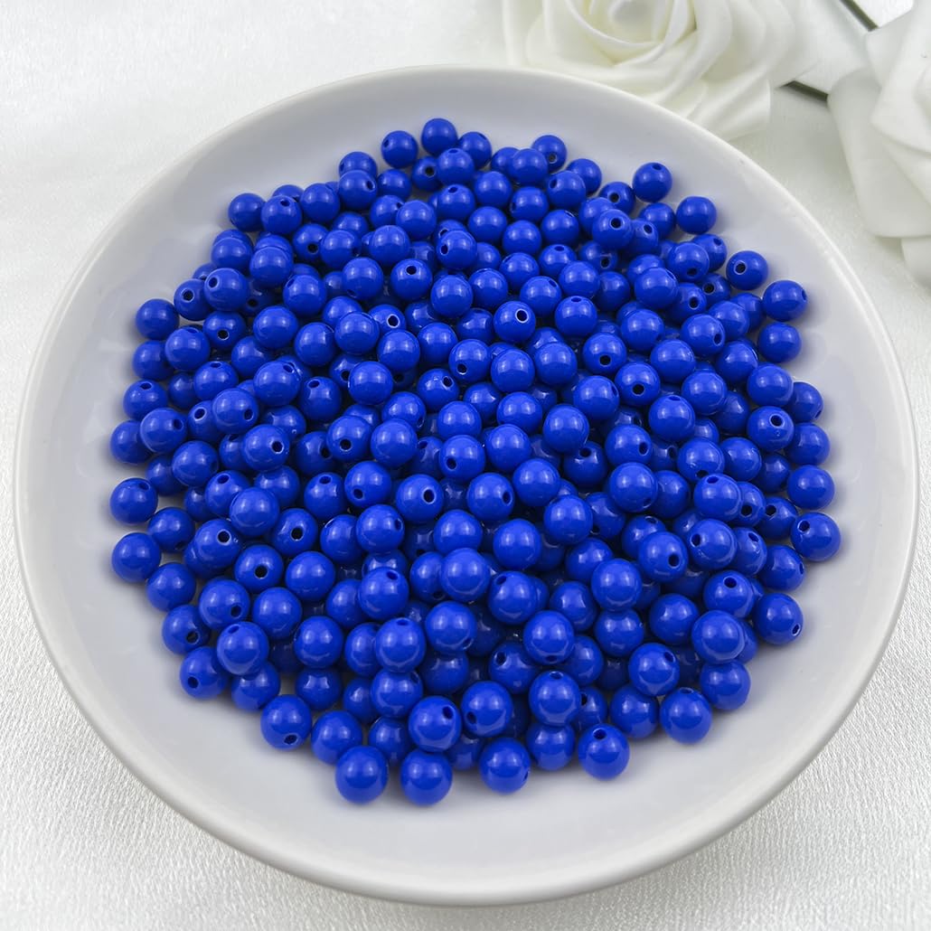 Mulutoo 120Pieces 12MM Acrylic Round Beads Round Acrylic Balls Chunky Beads Smooth Spacer Plastic Pastel Beads Craft Beads for Necklace and Bracelet Making Crafting Supplies(190-light Royal Blue)