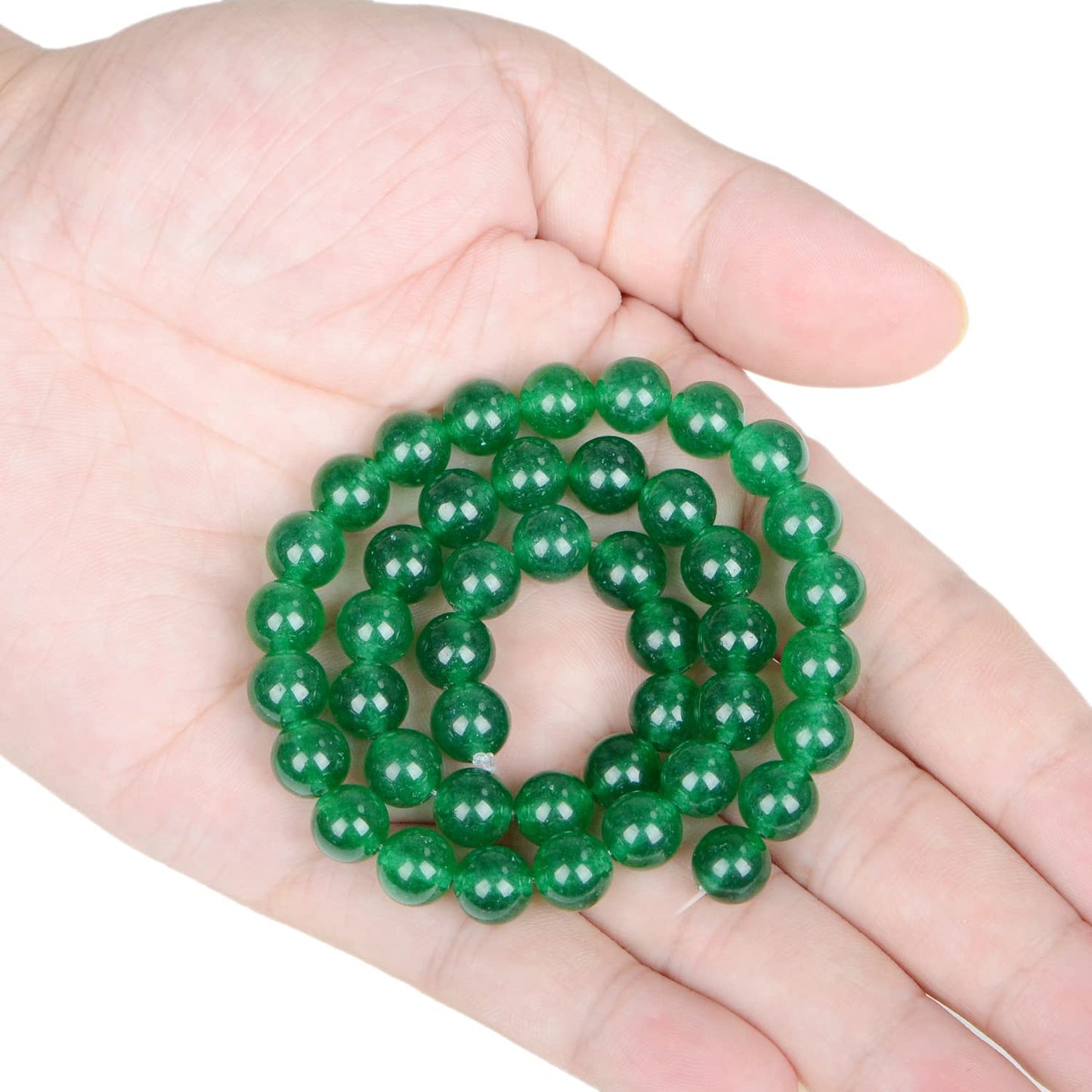 AD Beads Natural Gemstone Round Loose Beads 15" for Bracelet Necklace Earrings Jwelery Making Crafts DIY (8mm, Green Jade)