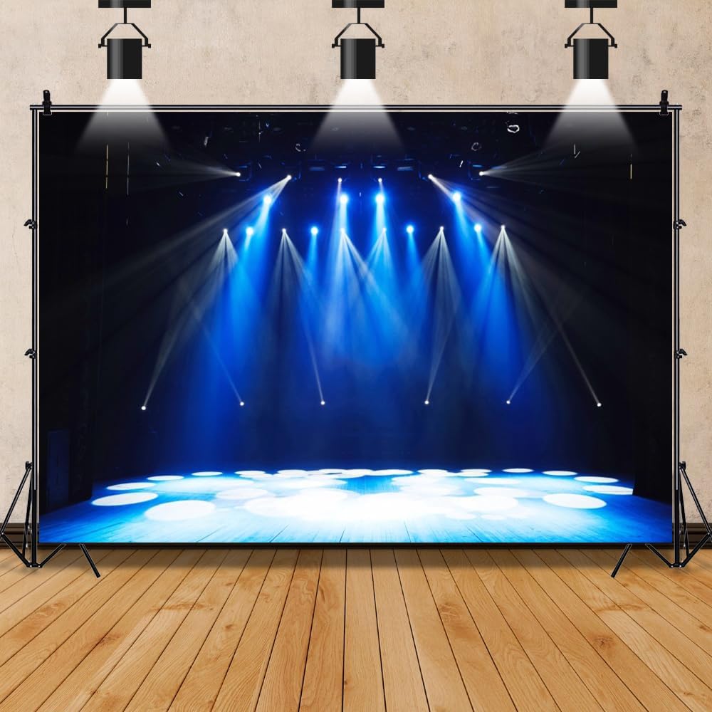 Leowefowa 12x6ft Vinyl Stage Concert Backdrop Spotlight Lights Night Club Photo Background Let's Glow Crazy Theme Party