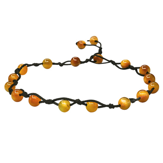 Amazing Gemstone Yellow Cat's Eye Anklet Ankle Bracelets for Women - Waterproof Beaded Healing Crystal Anklets, Plus Size Chakra Gemstone Bead Anklet (Stretchy Adjustable - Hand Knotted)