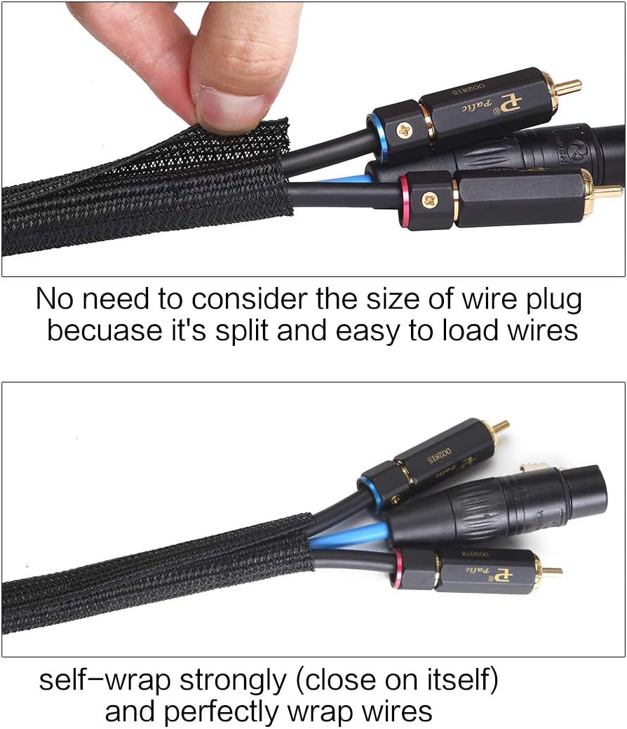Alex Tech 20ft 1.5 inch - Cord Protector Wire Loom Tubing Cable Sleeve Split Sleeving for USB Cable Power Cord Audio