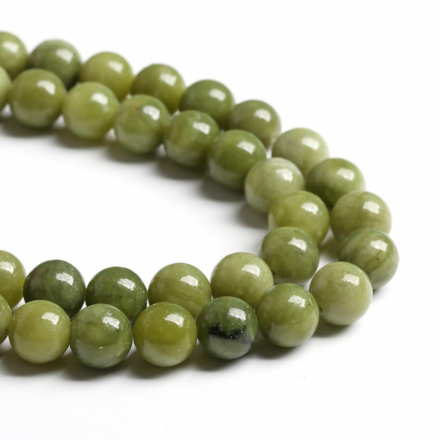 120PCS 6MM Natural Stone Chinese Green Jade Loose Beads for Jewelry Making DIY Bracelet Necklace