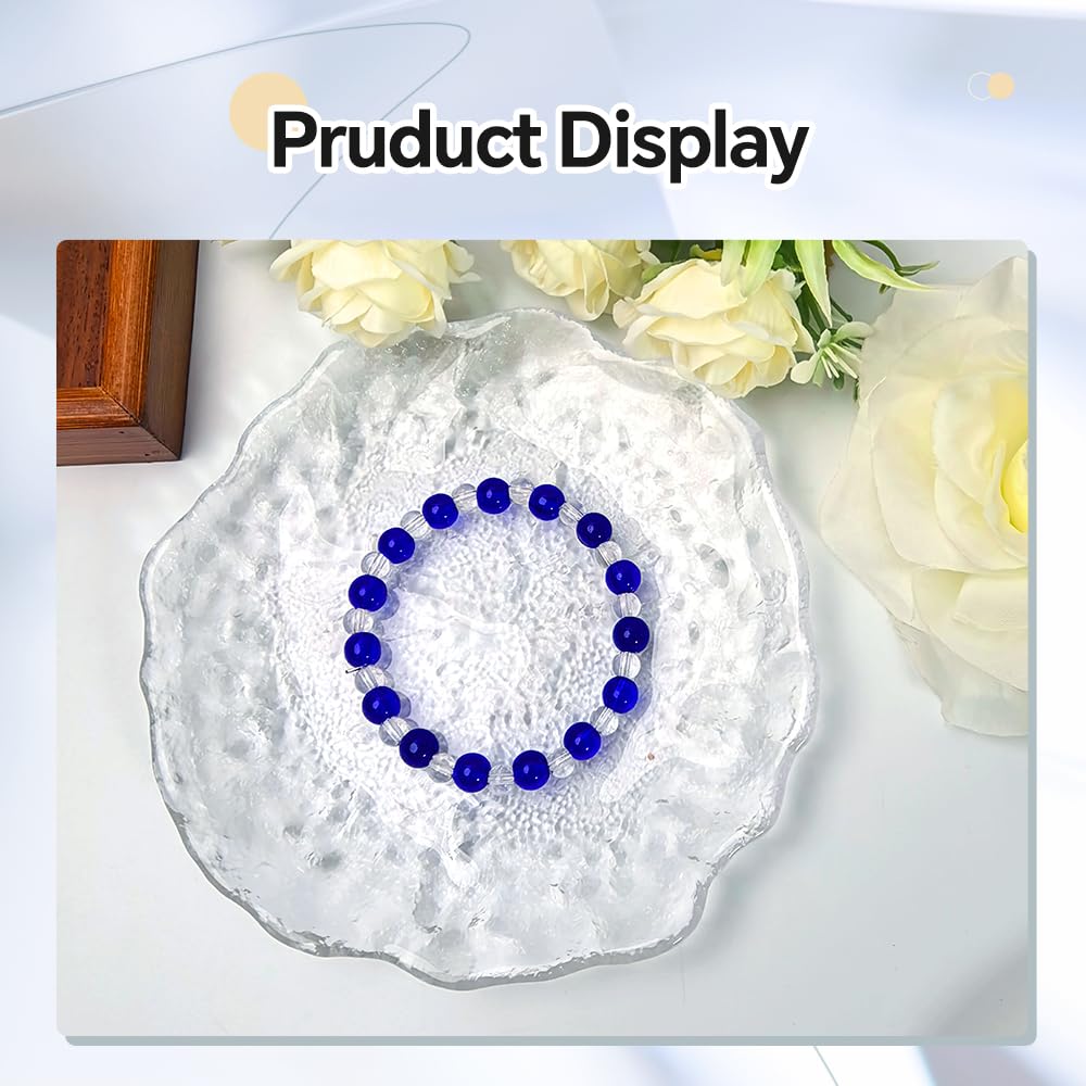 PAMIR TONG 400pcs 8mm Round Glass Beads for Bracelet Pretty Smooth Loose Beads for Necklace-Earring-Jewelry Making and DIY Crafts (Royal Blue)