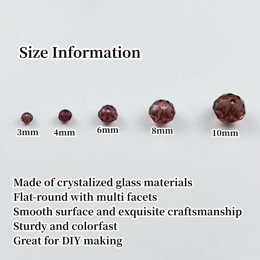 YUEXIGO 600pcs 3mm Crystal Glass Beads for Jewelry Making, Faceted Rondelle Glass Spacer Beads for Wind Chimes Bracelet Earring Necklace DIY Craft(Medium Purple)