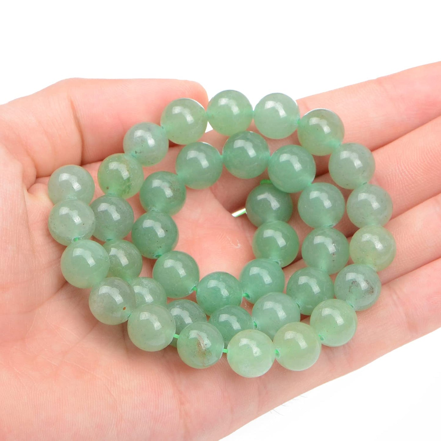 AD Beads Natural Gemstone Round Loose Beads 15" for Bracelet Necklace Earrings Jwelery Making Crafts DIY (10mm, Green Aventurine)