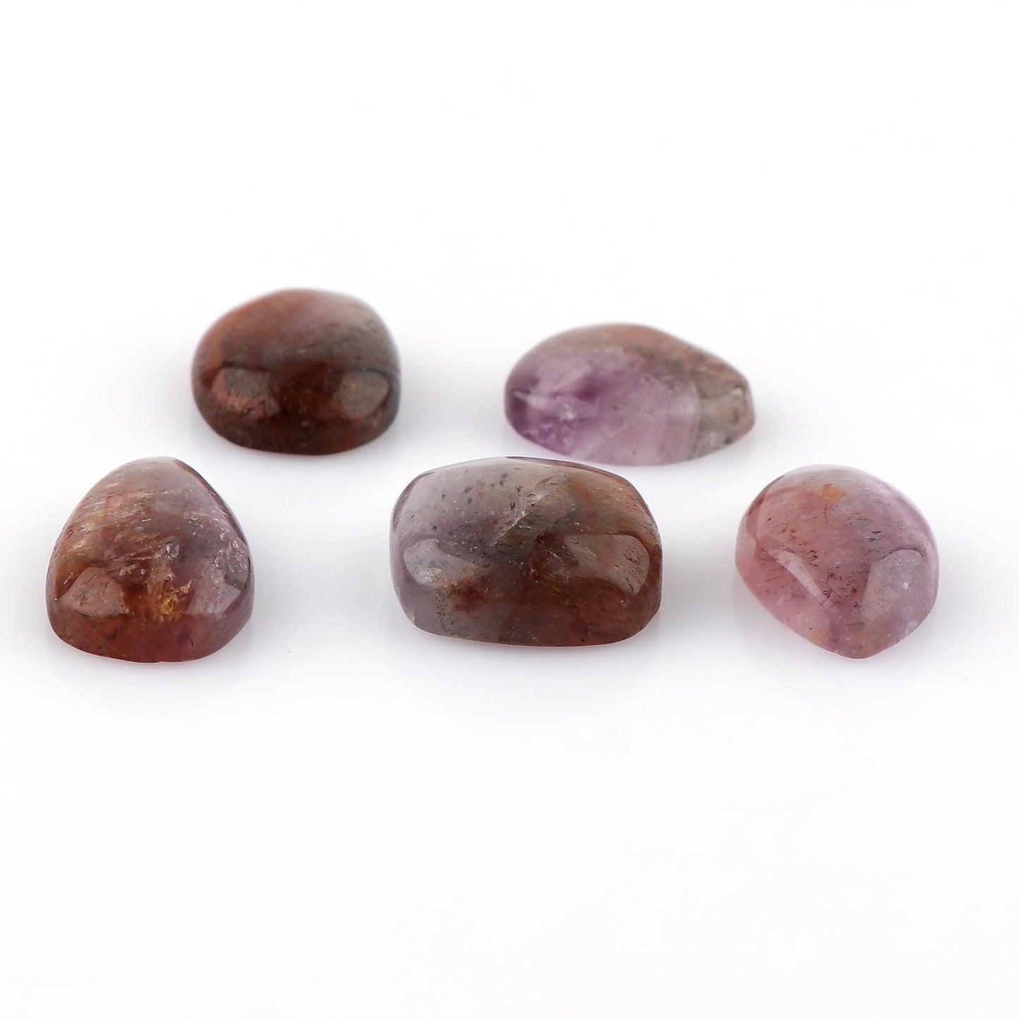 CRYSTALINES 5pcs, Wholesale Garden Quartz Crystals Cabochons, Natural Flatback Gemstone, Bulk Polished Stones, Loose Supplies for Jewelry Making, Wire Wrapping, Decoration, Gem Collection