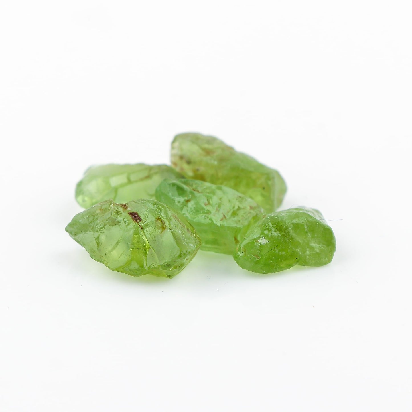 CRYSTALINES 5pcs AAA Grade Natural Raw Afghani Peridot Gemstone, Wholesale Rough Crystals, DIY-Crafts Jewelry Making, Assorted Stones, Bulk Loose Supplies, August Birthstone, Gem Collection