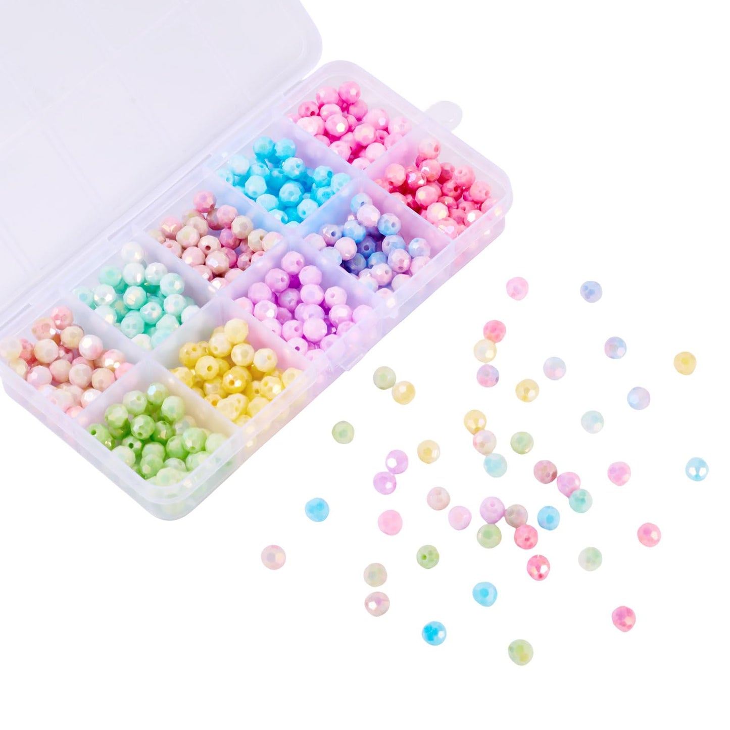 Elecrelive 400Pcs Faceted Glass Beads 10 Colors Colorful Crystal Beads 6mm Imitation Jade for Bracelet Necklace Jewelry Making