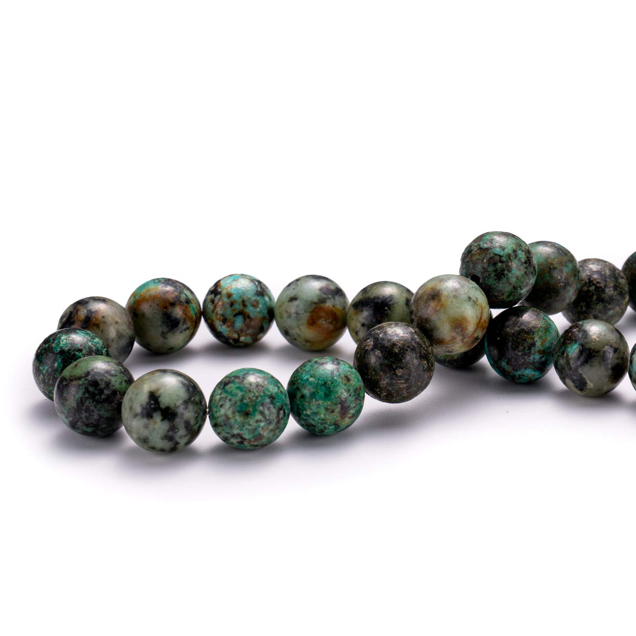 BEADIA Natural African Turquoise Stone Round Loose Semi Gemstone Beads for Jewelry Making 6MM 61PCS