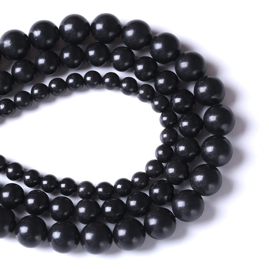 10MM 38PCS Natural Stone Shungite Beads Crystal Loose Beads for Jewelry Making DIY Bracelet