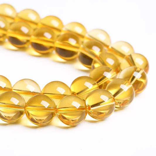 12MM 32PCS Natural Crystal Stone Clean Citrine 3A Grade Loose Beads for Jewelry Making DIY Bracelet