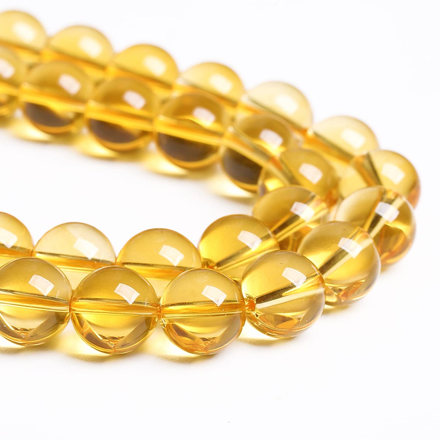10MM 38PCS Natural Crystal Stone Clean Citrine 3A Grade Loose Beads for Jewelry Making DIY Bracelet