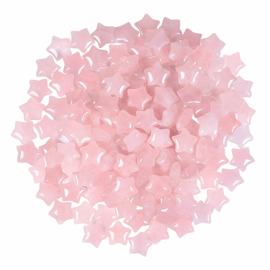SUNYIK Pack of 20 Mini Star Crystal Pocket Stone, Healing Crystal Worry Stone for Reiki Meditation Anxiety Stress Jewelry Making, Rose Quartz Crystal Stone
