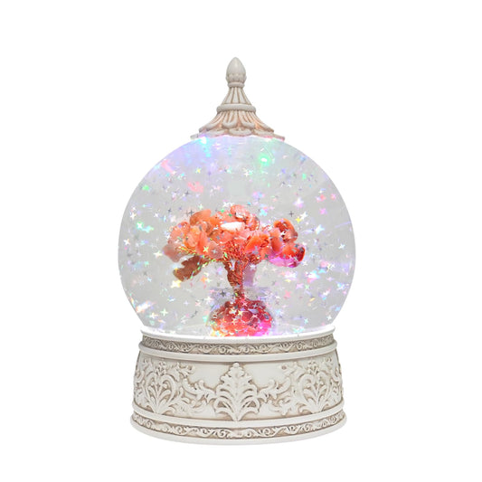 Red Agate Healing Crystal Tree Globe with Colorful Lights and Sparkling Glitter, Natural Gemstone Base, Spiritual Meditation, Positive Energy Good Luck, Home Decor, Birthday Gifts (Red Agate)