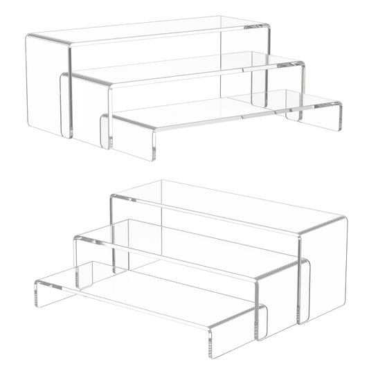 NIUBEE Acrylic Display Riser, 6 Pcs 12" Large Acrylic Risers, 2 Set Clear Rectangular Stands for Candy Dessert Cupcakes, Collectibles Display Stands Shelf for Display for Funko POP Figures