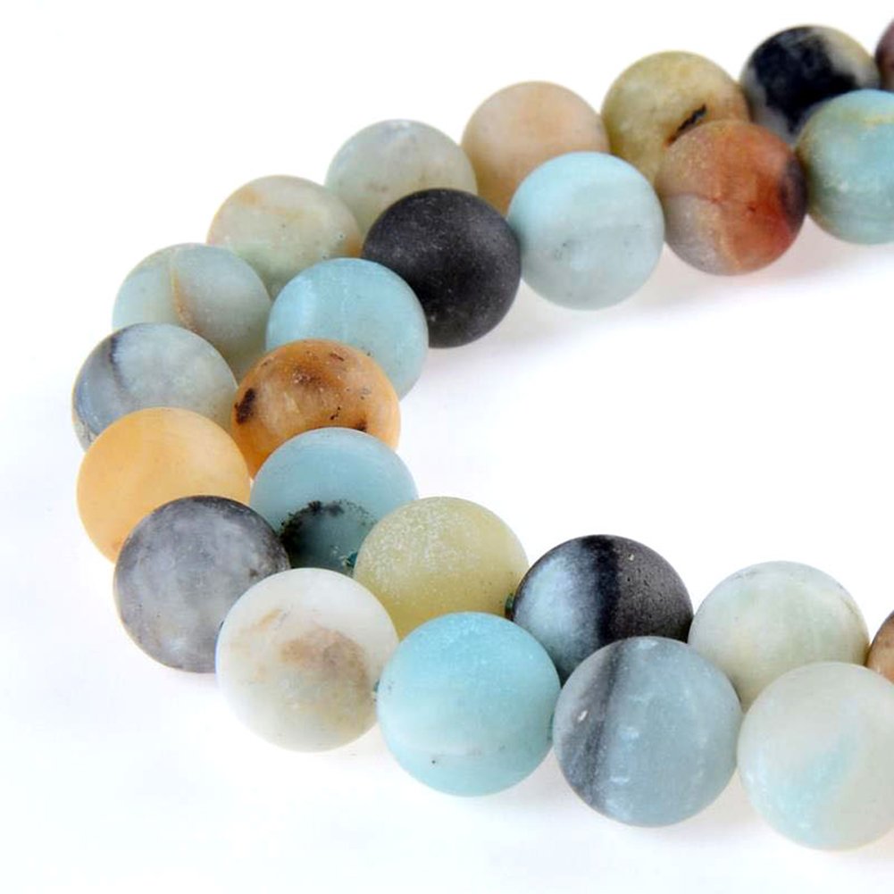 PLTbeads Natural Gemstone Loose Beads Matte Approxi 15.5 inch DIY Bracelet Necklace for Jewelry Making (8mm, Matte Colorful Amazonite)