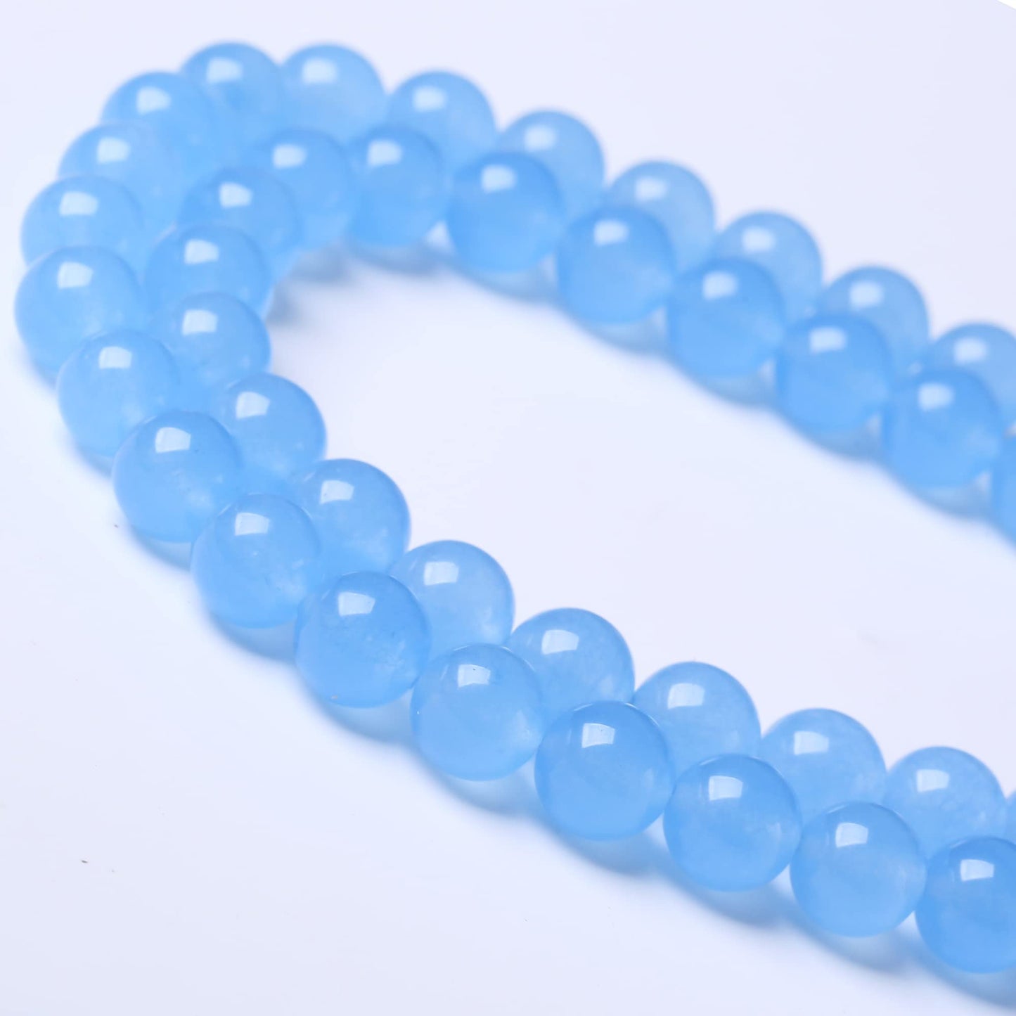 8MM Blue Chalcedony Round Loose Beads Natural Gem Beads Crystal Energy Stone Beads for Jewelry Making DIY Bracelet Necklace