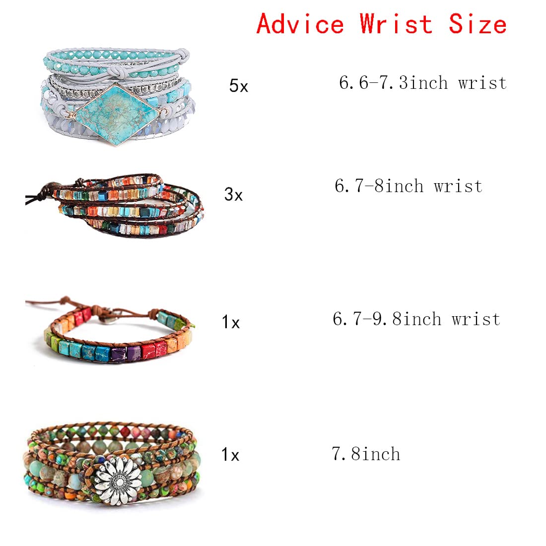 YGLINE Boho Handmade Wrap Leather Tube Crystal Stone Bracelet for Women (Druzy Stone)
