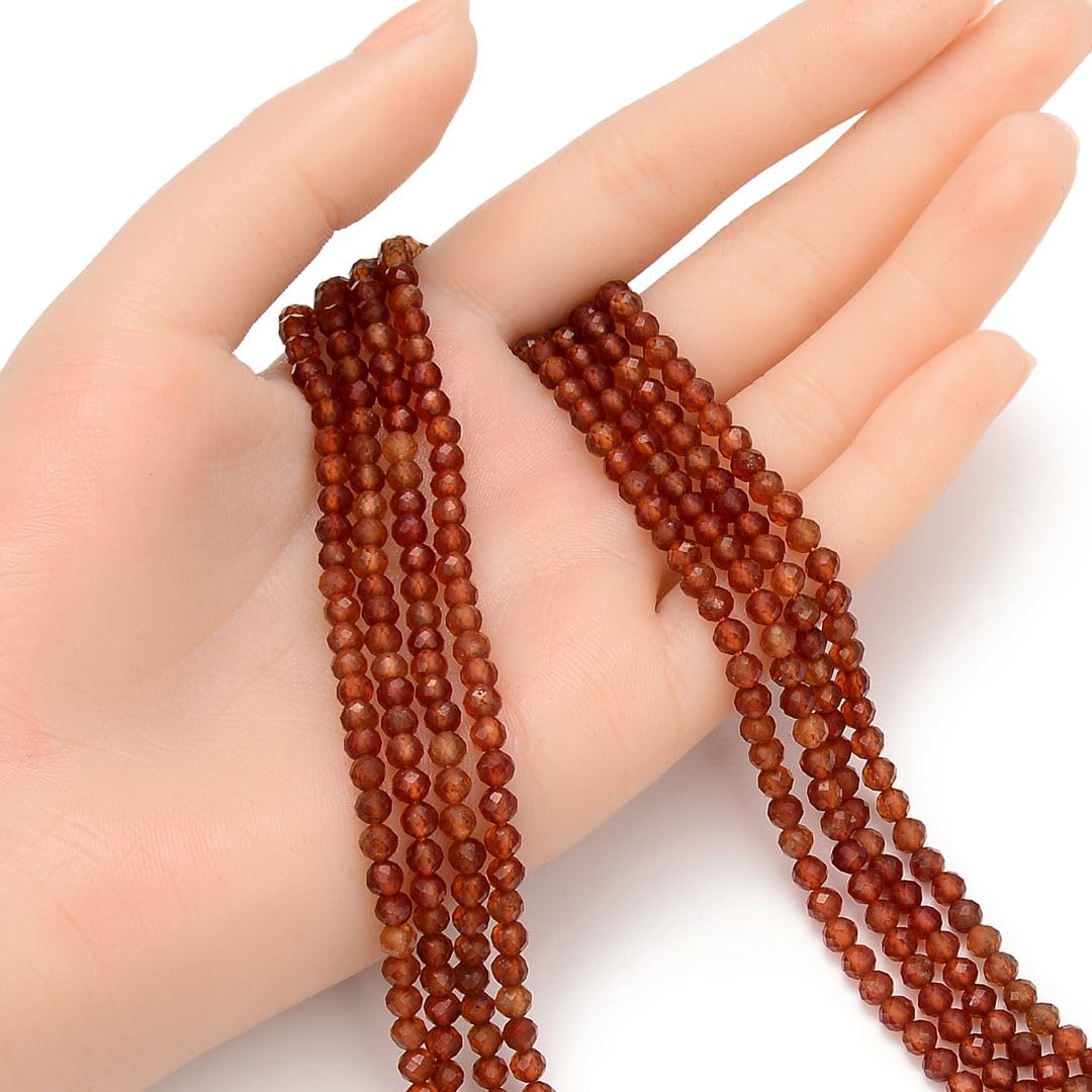 Adabele 30 Inch Natural Orange Spessartite Garnet Healing Gemstone 4mm (0.16 Inch) Tiny Small Faceted Round Loose Beads Stone Spacer (180-200pcs) GK4-23