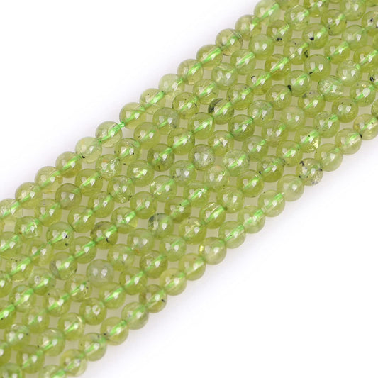 GEM-Inside Green Peridot Gemstone Loose Beads Natural Round 4mm Crystal Energy Stone Power for Jewelry Making 15''