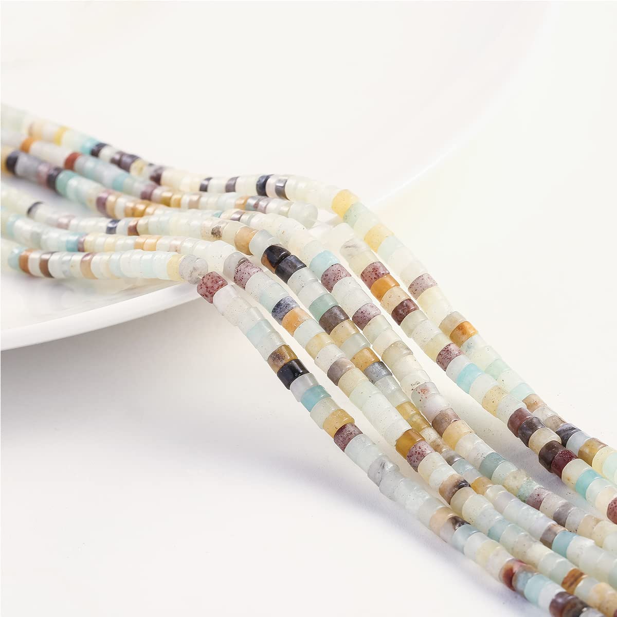 Natural Amazonite Stone Spacer Beads 4x2mm 38cm/str Flat Round Loose Semi Gemstone Caps for Making Bracelets Necklace