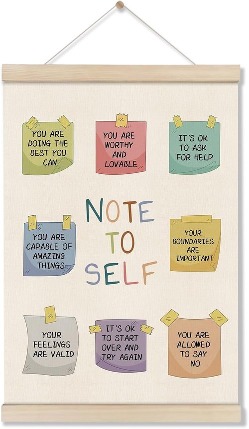 Doi-Lanee Mental Health Posters - Inspirational Canvas Wall Art Decor | Motivational 16x12 Inch Hanger Frame