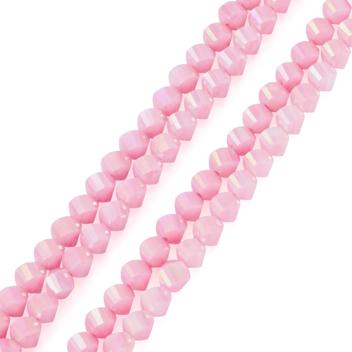 Elecrelive 100Pcs Pink Faceted Glass Beads Twist Crystal Beads Two Tone Imitation Jade Gems for Bracelet Necklace Jewelry Making