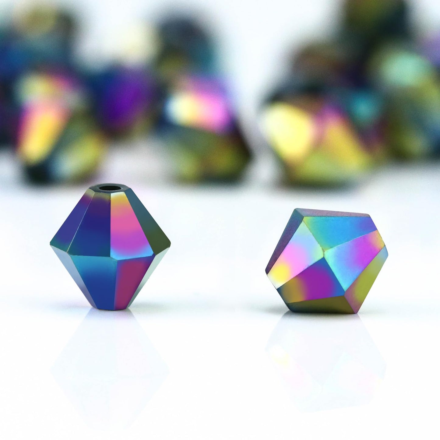 Dowarm 250PCS 6MM Faceted Bicone Crystal Beads for Crafts, Jewelry Making, DIY Bracelet, Necklace, Dolls, Wine Charms, Wind Chimes, Suncatchers, Loose Spacer Glass Beads, Rainbow