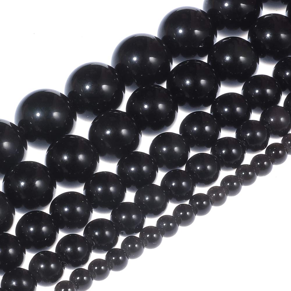 Natural Stone Beads 14mm Obsidian Gemstone Round Loose Beads Crystal Energy Stone Healing Power for Jewelry Making DIY,1 Strand 15"