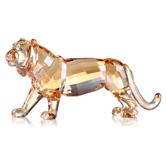 DOJOZ Crystal Tiger Figurine Animals Craft Home Decor Ornaments Collectible Birthday New Year Gifts (Gold)