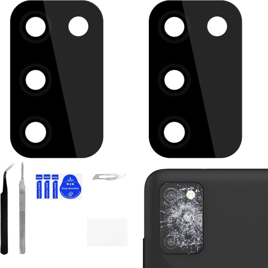 BESJMYT 2 Pack A02s A02s SM-A025U SM-A025U1 Rear Camera Lens Replacement for Samsung Galaxy Adhesive Back Camera Glass