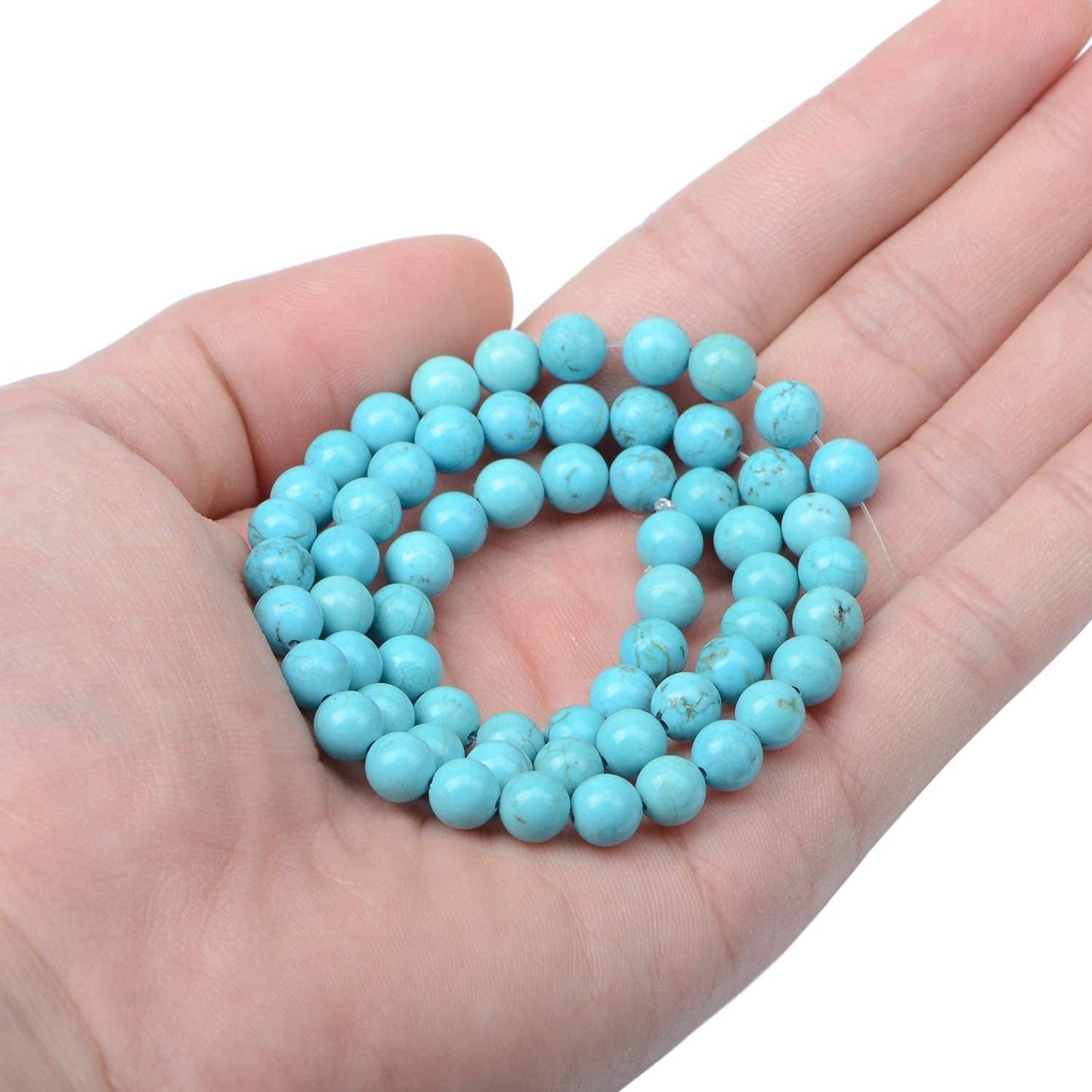 AD Beads Natural Gemstone Round Loose Beads 15" for Bracelet Necklace Earrings Jwelery Making Crafts DIY (4mm, Blue Turquoise)