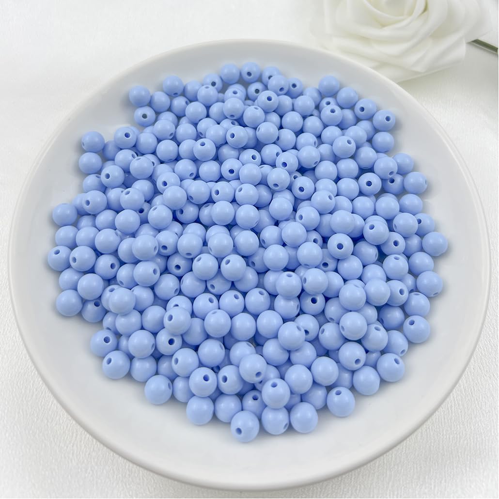 Mulutoo 120Pieces 12MM Acrylic Round Beads Round Acrylic Balls Chunky Beads Smooth Spacer Plastic Pastel Beads Craft Beads for Necklace and Bracelet Making Crafting Supplies(188-blue)