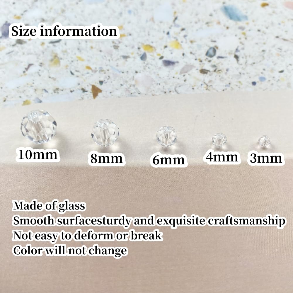 Xinhongo Crystal Glass Beads 400 Pieces 4mm Round Faceted Glass Spacer Beads for Jewelry Making Bracelet Earring Necklace DIY Craft Supplies(Crystal Clear)
